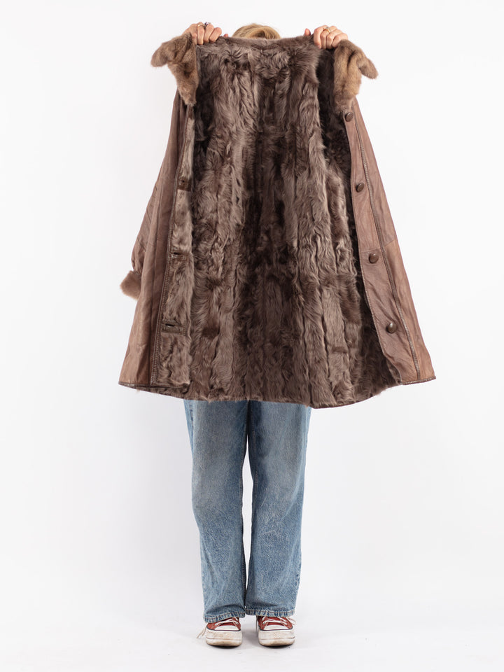 Vintage 80's Women Leather Coat in