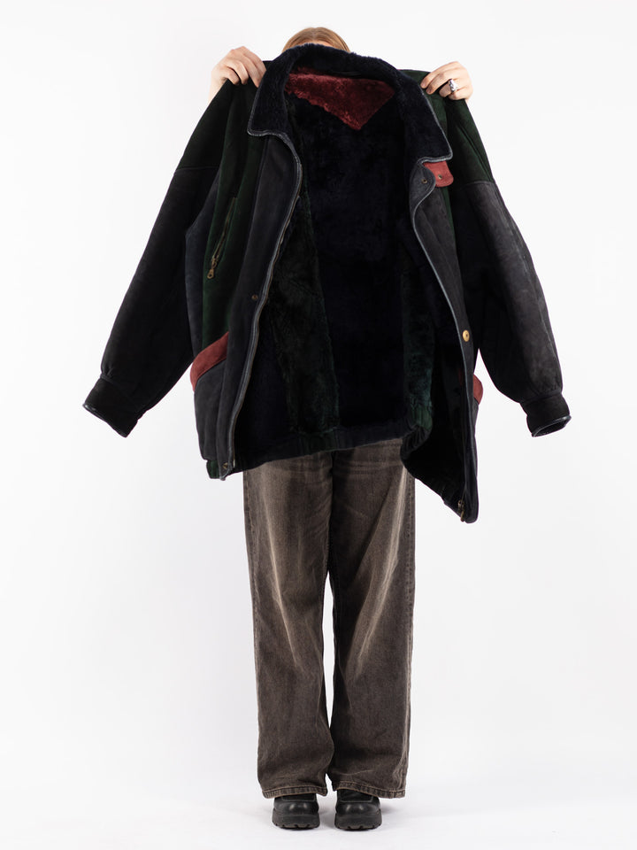 Vintage 80's Women Sheepskin Coat in Multi