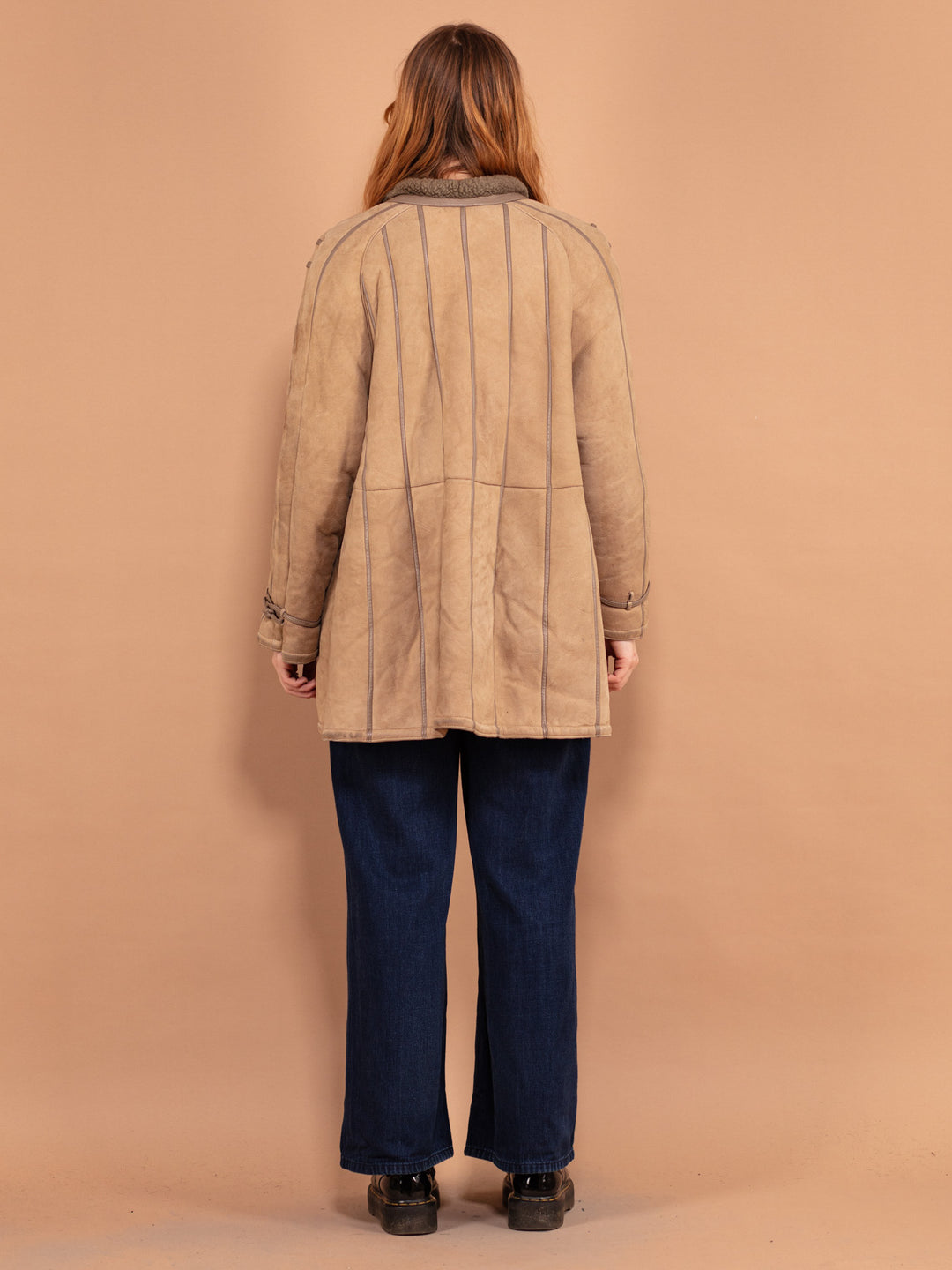 Vintage 80's Women Sheepskin Coat in Beige - NorthernGrip