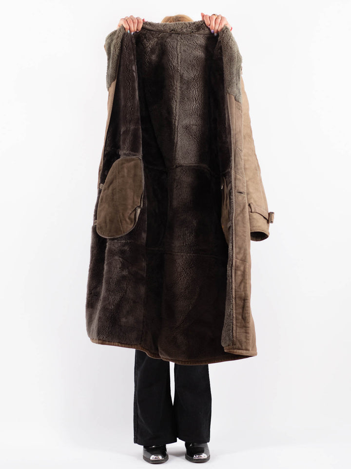 Vintage 80's Women Sheepskin Coat in BeigeV9645