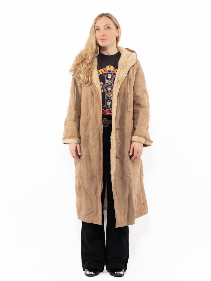 Vintage 80's Women Sheepskin Coat in BeigeA0879