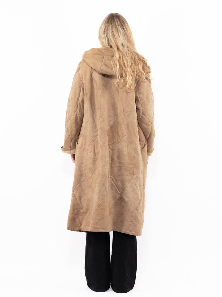 Vintage 80's Women Sheepskin Coat in BeigeA0879
