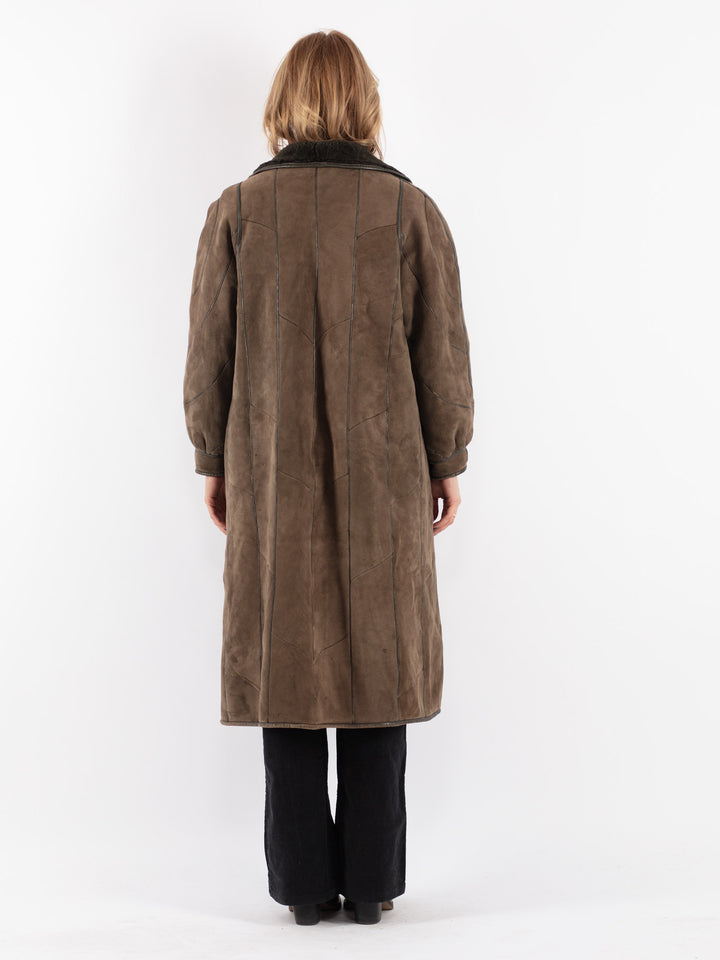 Vintage 80's Women Sheepskin Coat in Brown