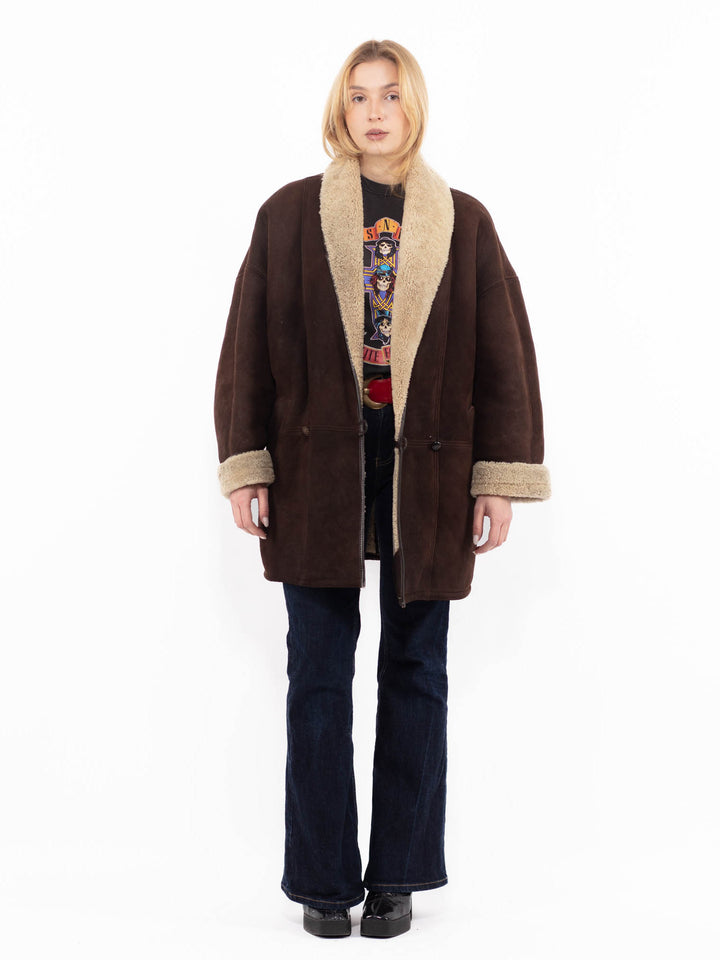 Vintage 80's Women Sheepskin Coat in BrownA1092