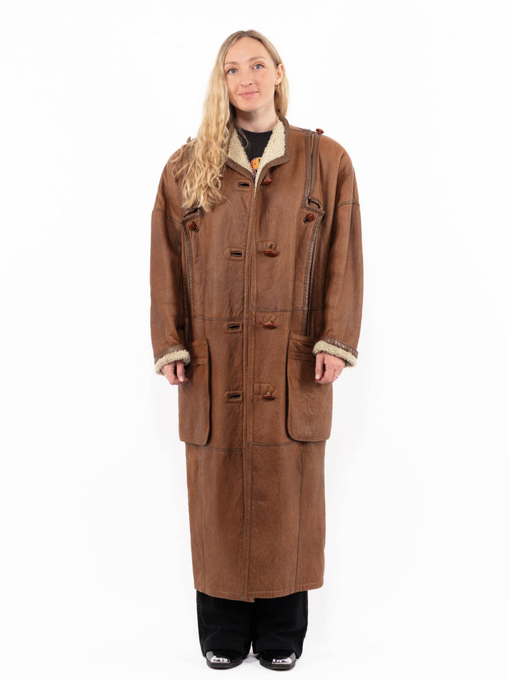 Vintage 80's Women Sheepskin Coat in BrownA0889