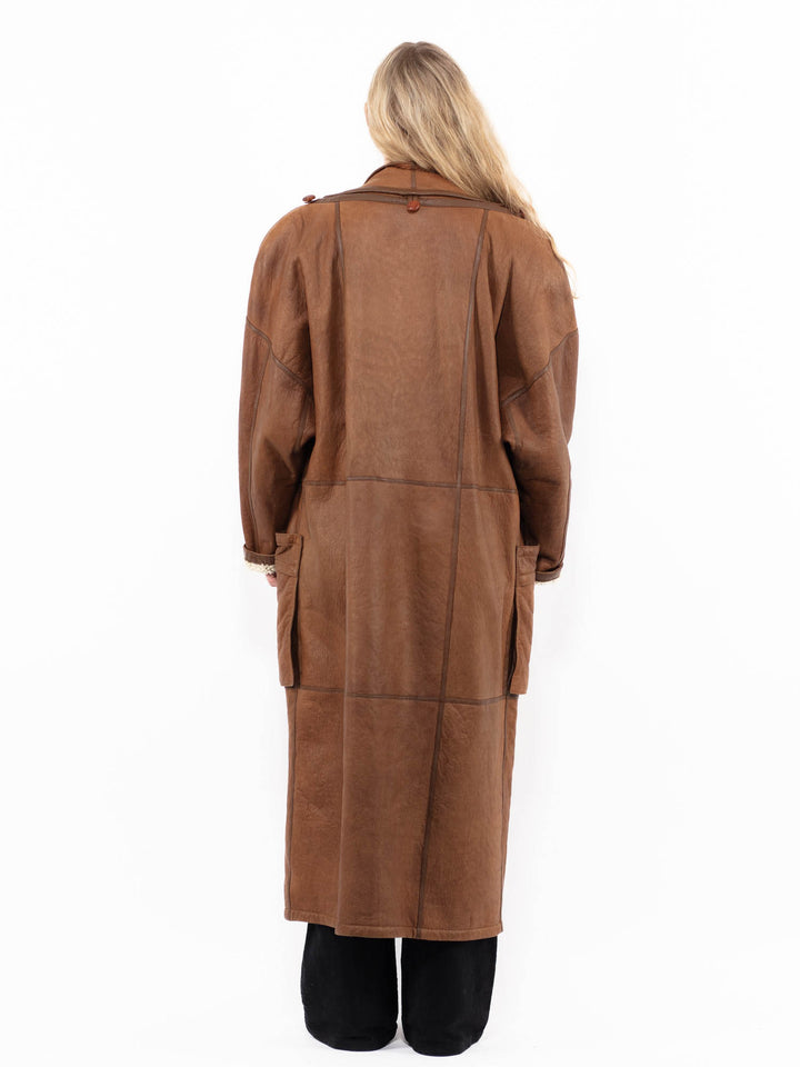 Vintage 80's Women Sheepskin Coat in BrownA0889