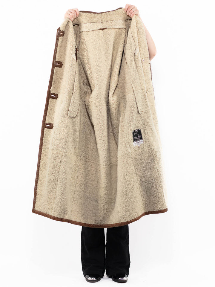 Vintage 80's Women Sheepskin Coat in BrownA0889