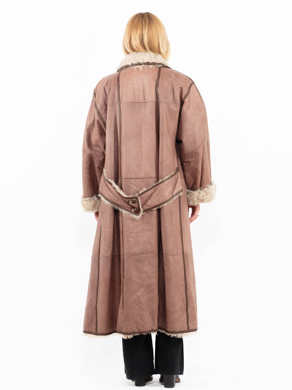 Vintage 80's Women Sheepskin Coat in BrownA0160
