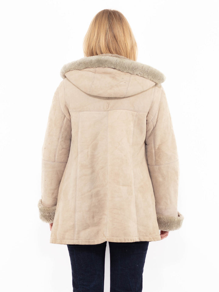Vintage 80's Women Sheepskin Coat in BeigeA1102