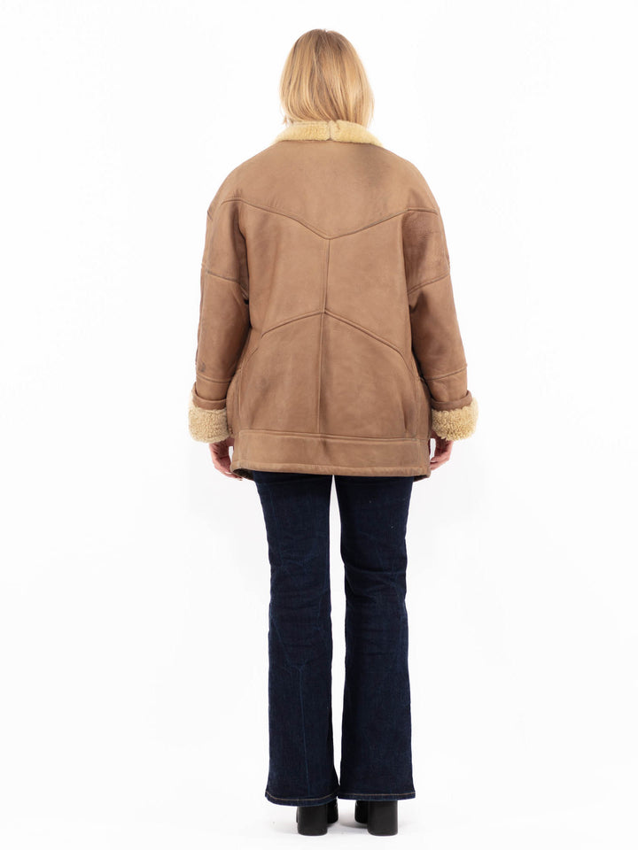 Vintage 80's Women Sheepskin Coat in BrownA1103