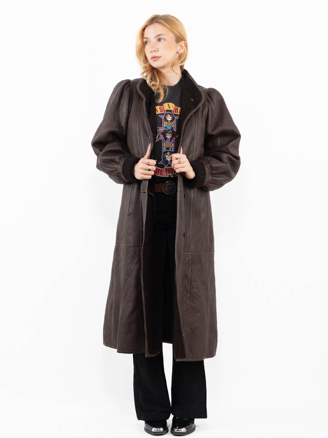 Vintage 90's Women Sheepskin Coat in BrownA0169