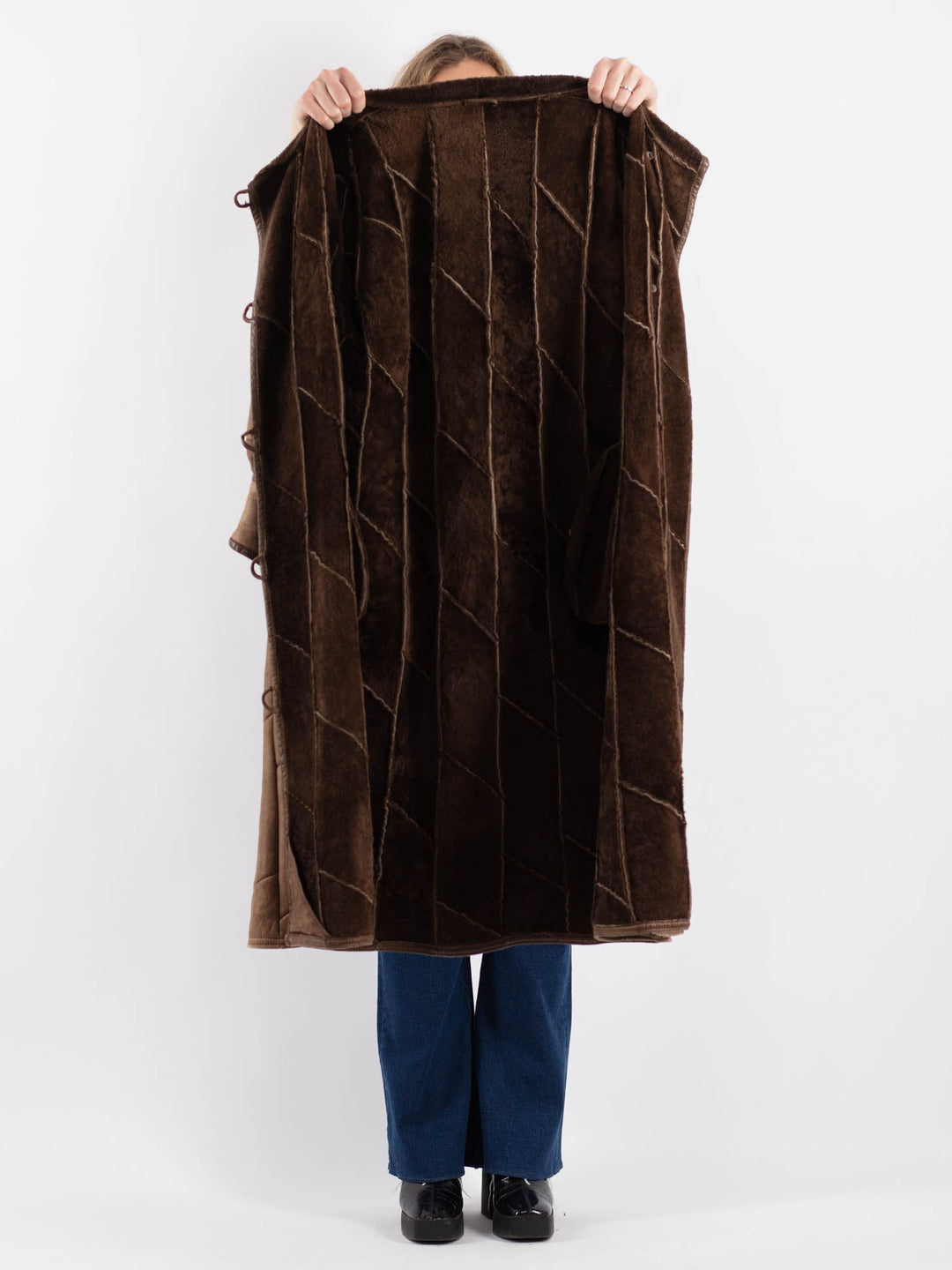 Vintage 80's Women Sheepskin Coat in BrownV9175