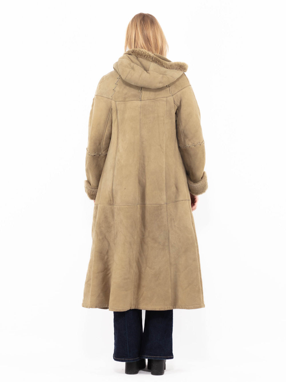 Vintage 80's Women Sheepskin Coat in BeigeA1163