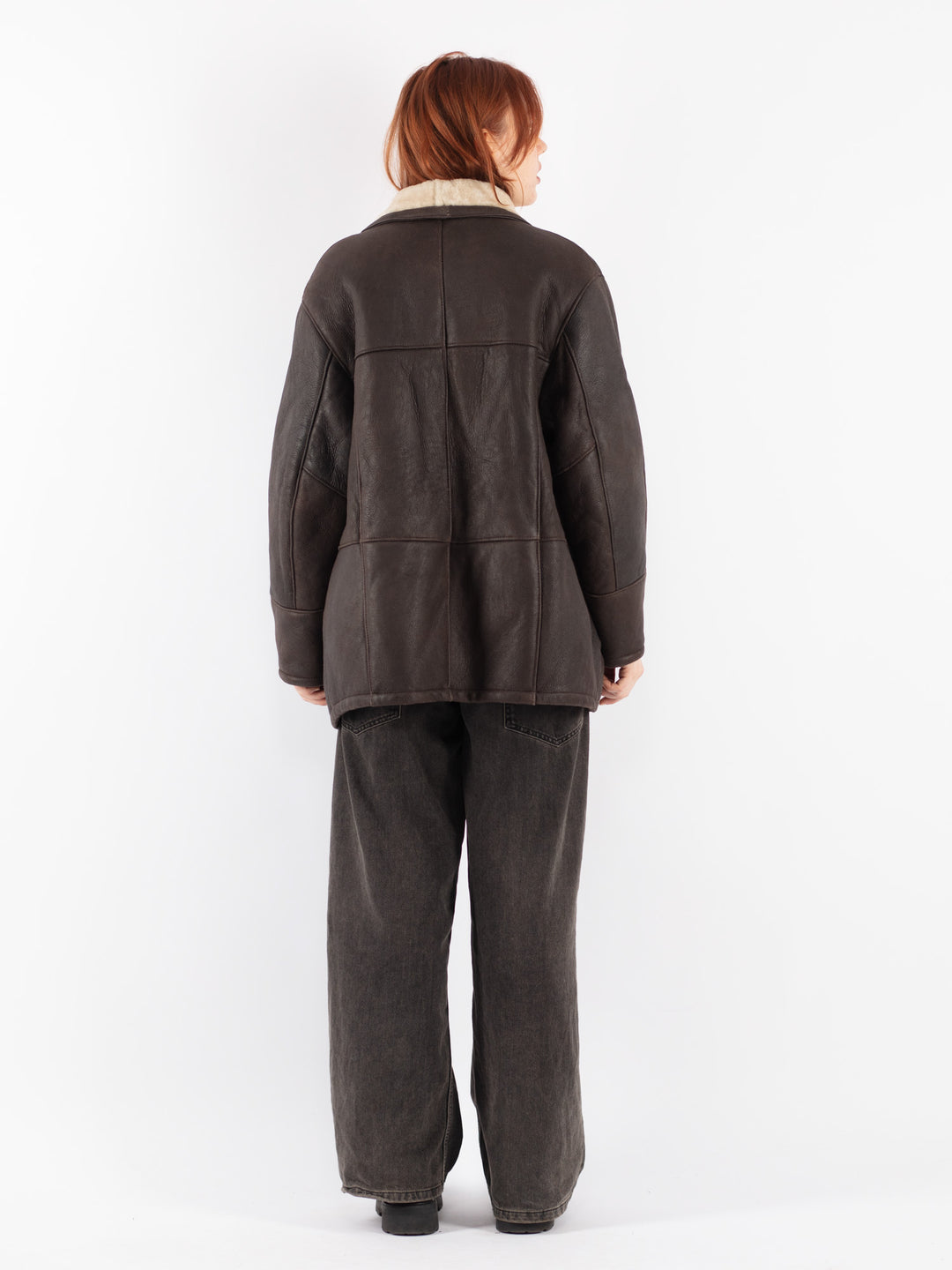 Vintage 90's Women Sheepskin Coat in Brown