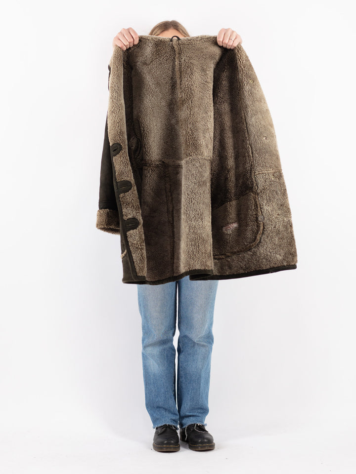 Vintage 80's Women Sheepskin Coat in Brown