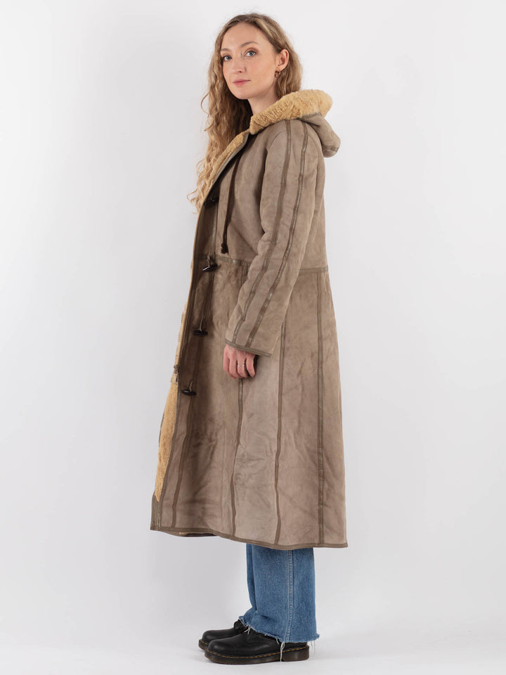Vintage 80's Women Sheepskin Coat in BeigeV9322