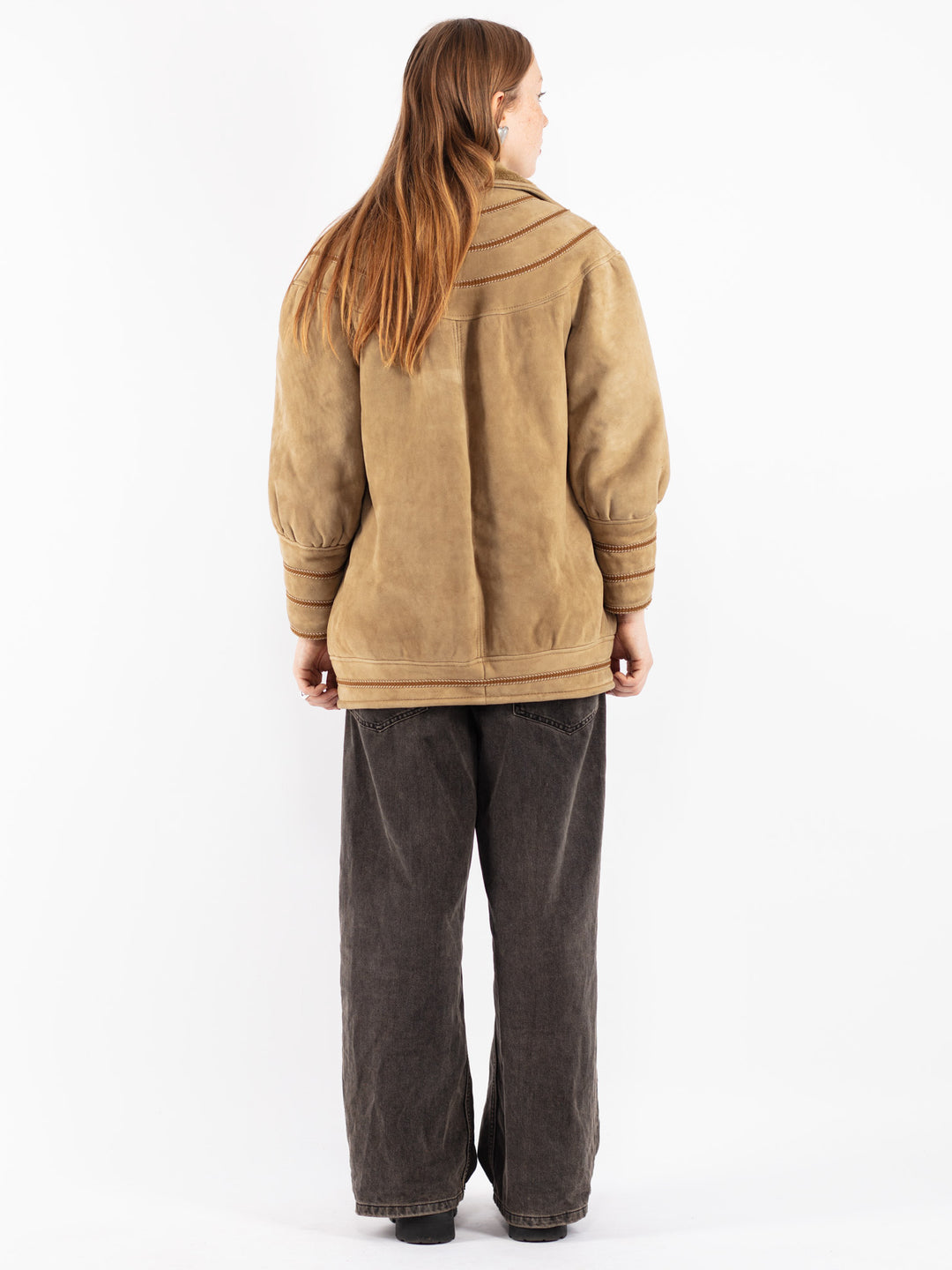 Vintage 80's Women Sheepskin Jacket in Beige
