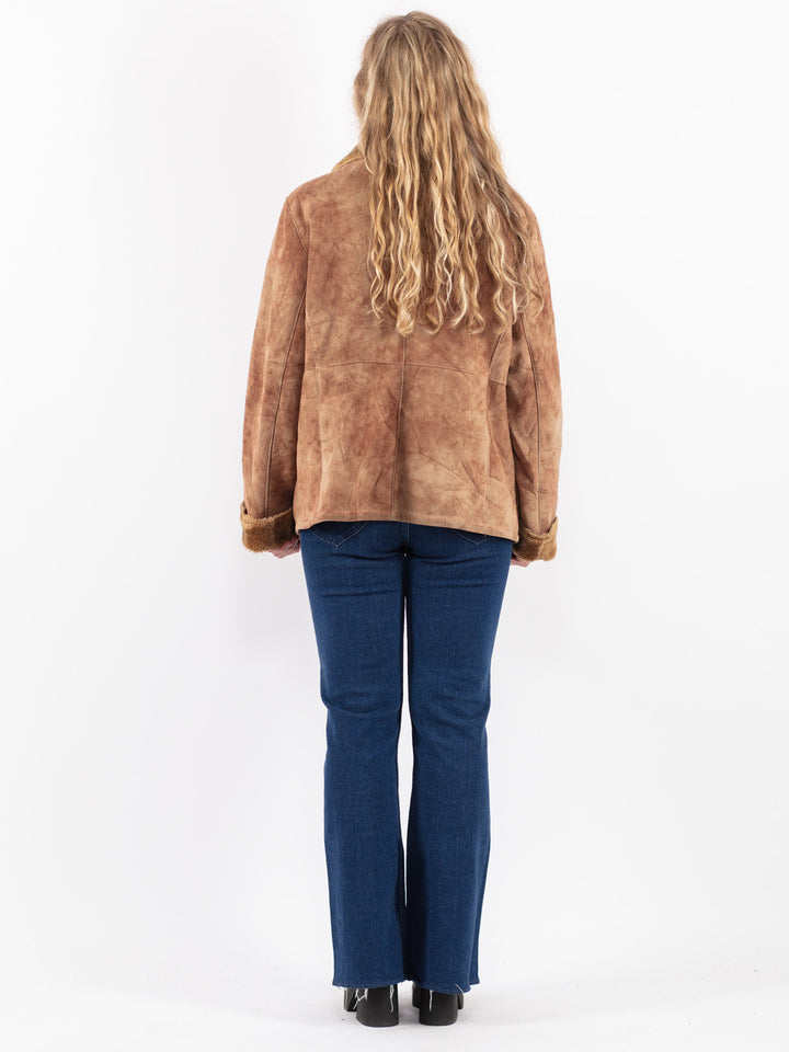 Vintage 90's Women Sherpa Jacket in Beige
