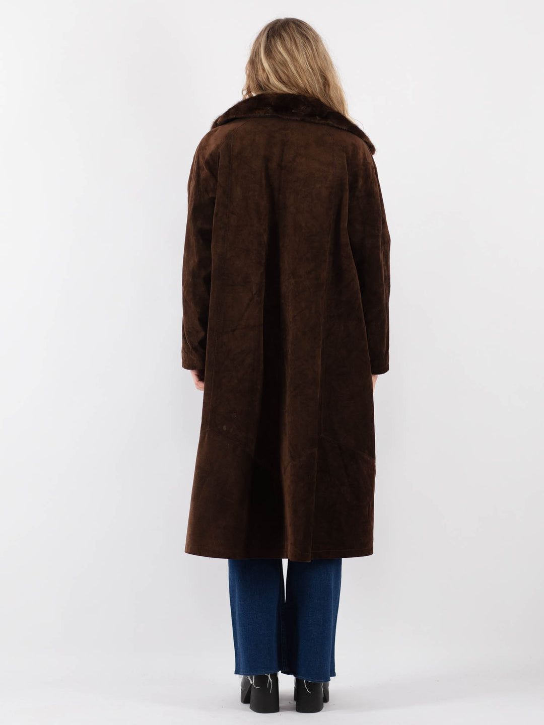 Vintage 80's Women Suede Coat in BrownV9406