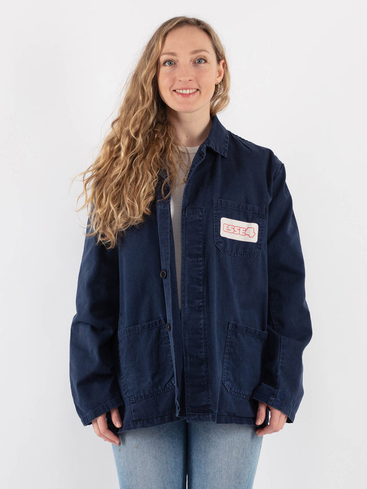 Vintage 80's Women Work Jacket in BlueV9376