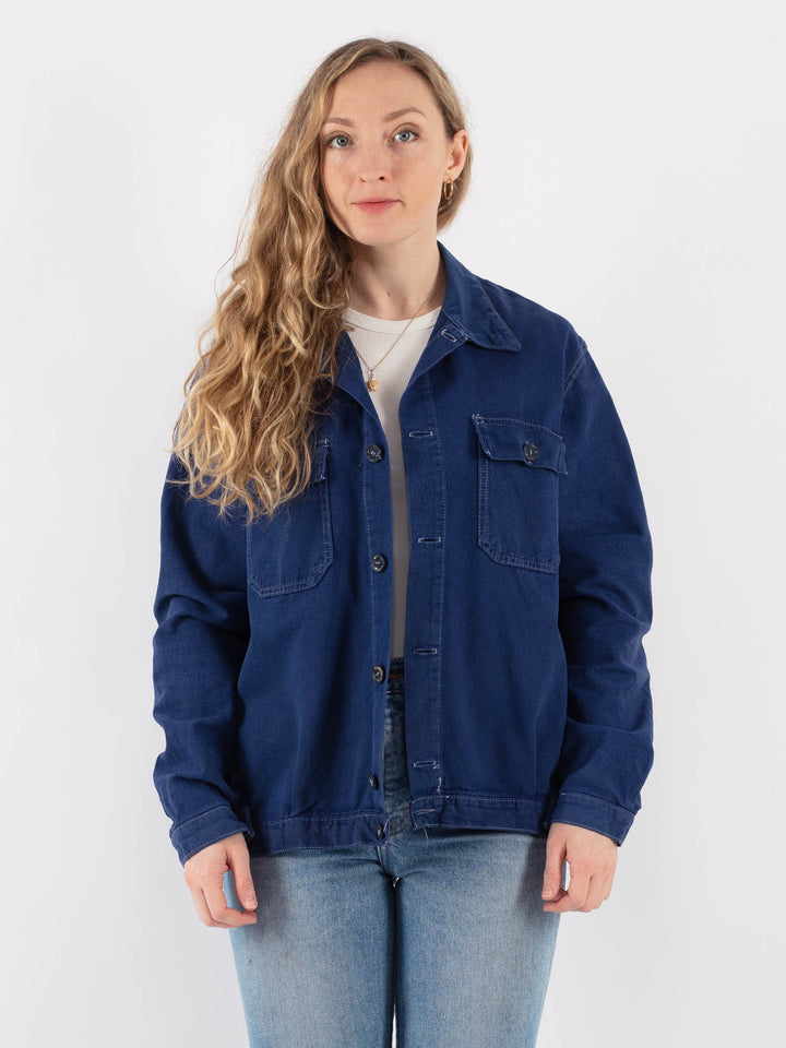 Vintage 80's Women Work Jacket in Blue
