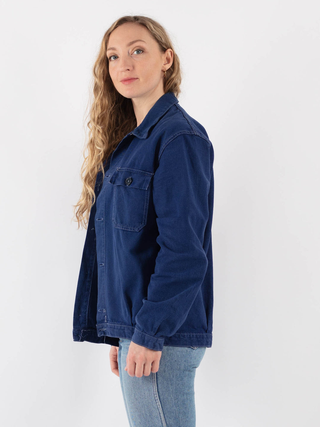 Vintage 80's Women Work Jacket in Blue