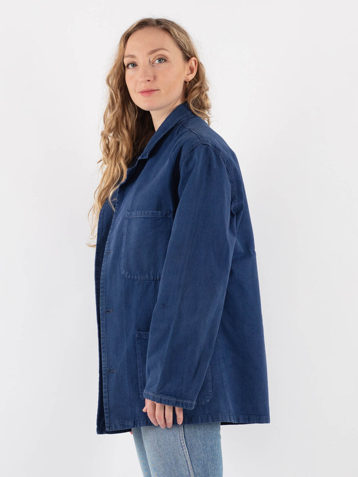 Vintage 80's Women Work Jacket in Blue