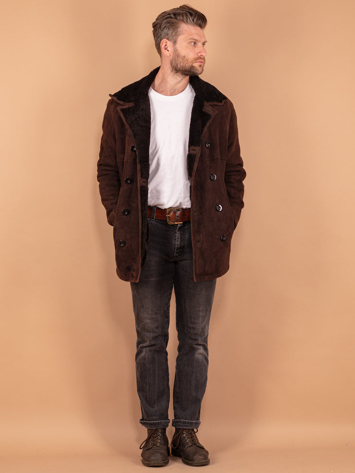 Vintage 90's Men Sheepskin Coat in Brown - NorthernGrip