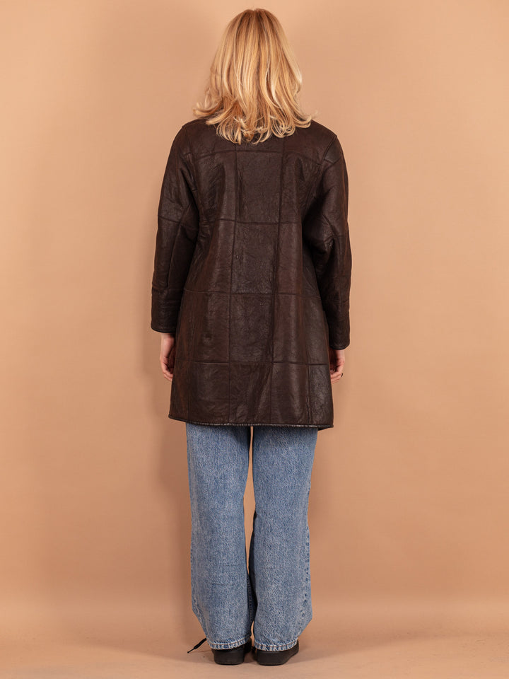 Vintage 90's Women Sheepskin Coat in Brown - NorthernGrip