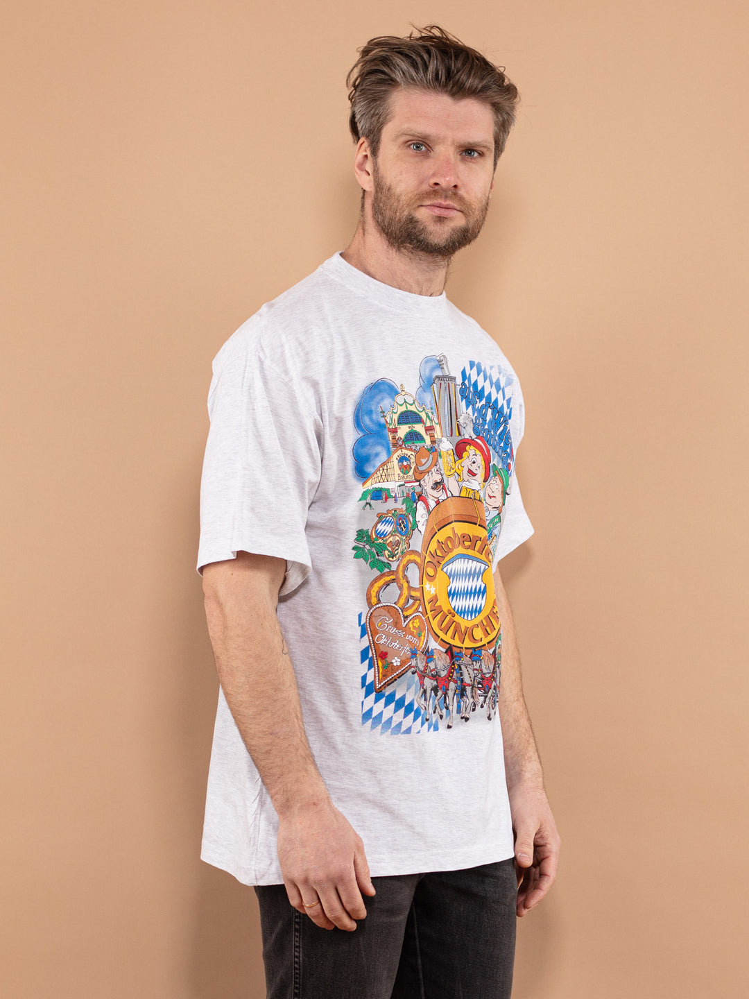 Vintage 90. gadu t-krekls ar Oktoberfest apdruku