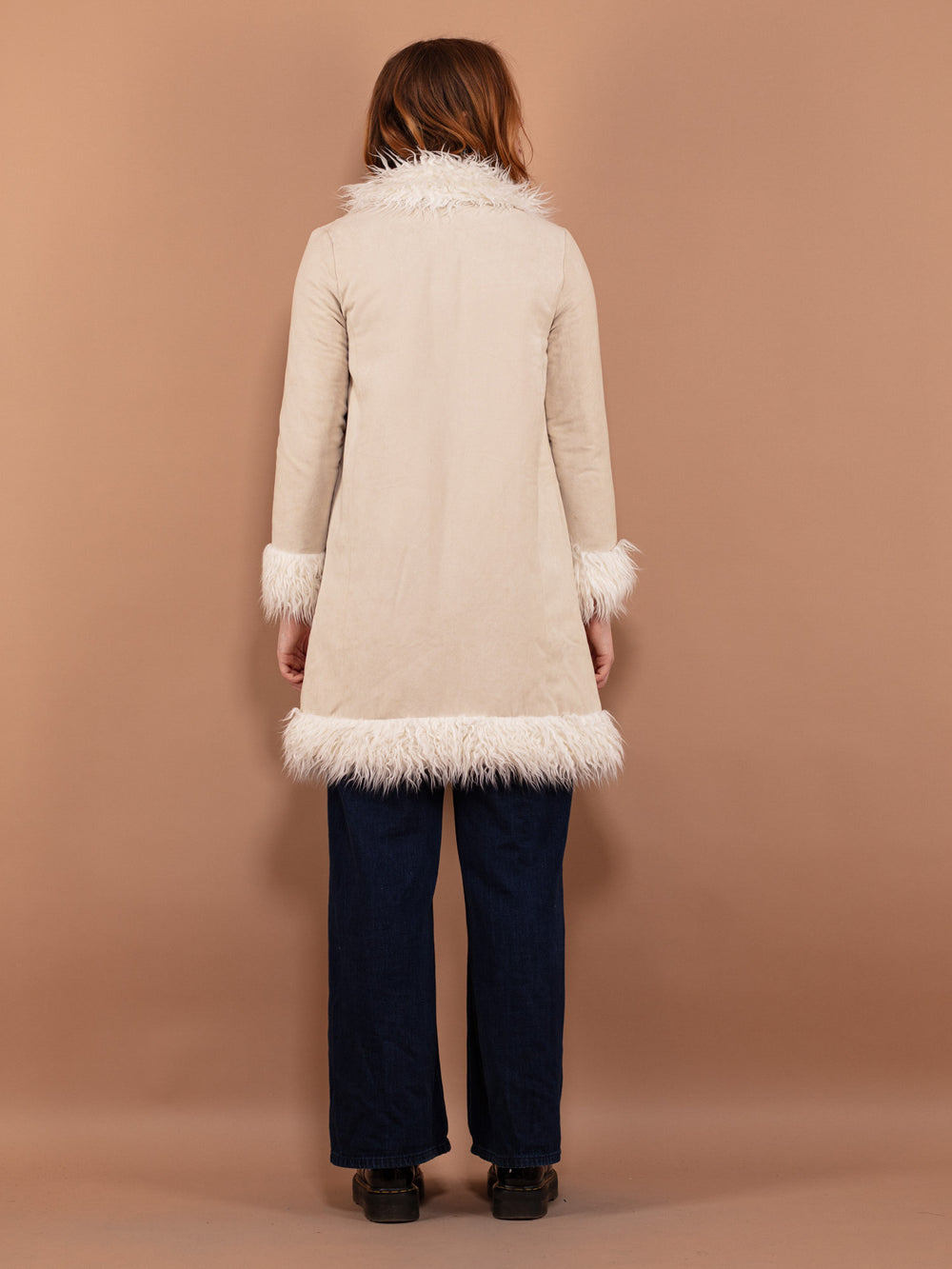 Vintage 90's Faux Penny Lane Coat in White - NorthernGrip