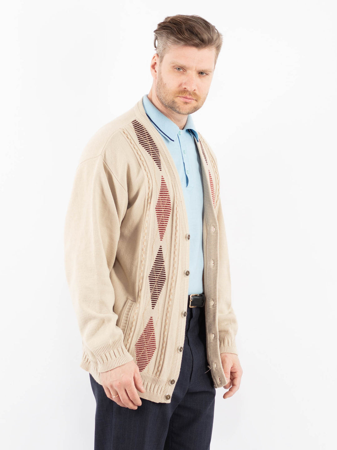 Vintage 90's Men Cardigan in BeigeZ1395