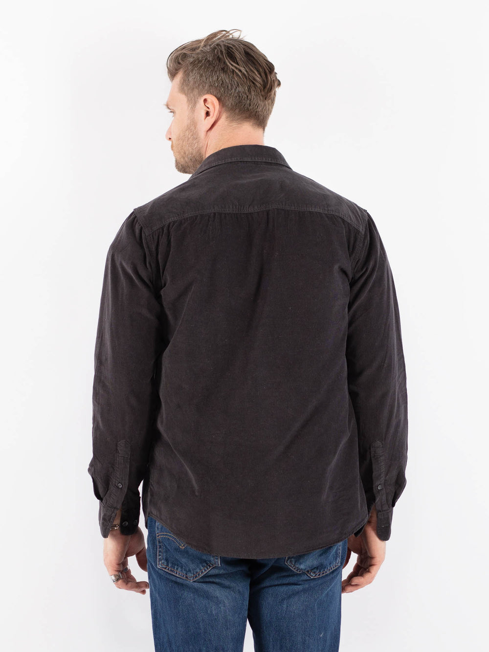 Vintage 90's Men Corduroy Shirt in GrayZ1482