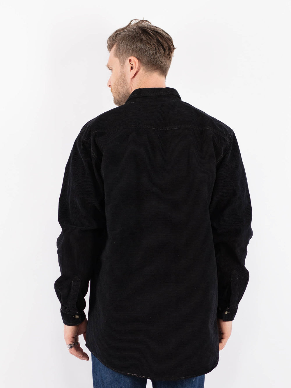 Vintage 90's Men Corduroy Shirt in BlackZ1489
