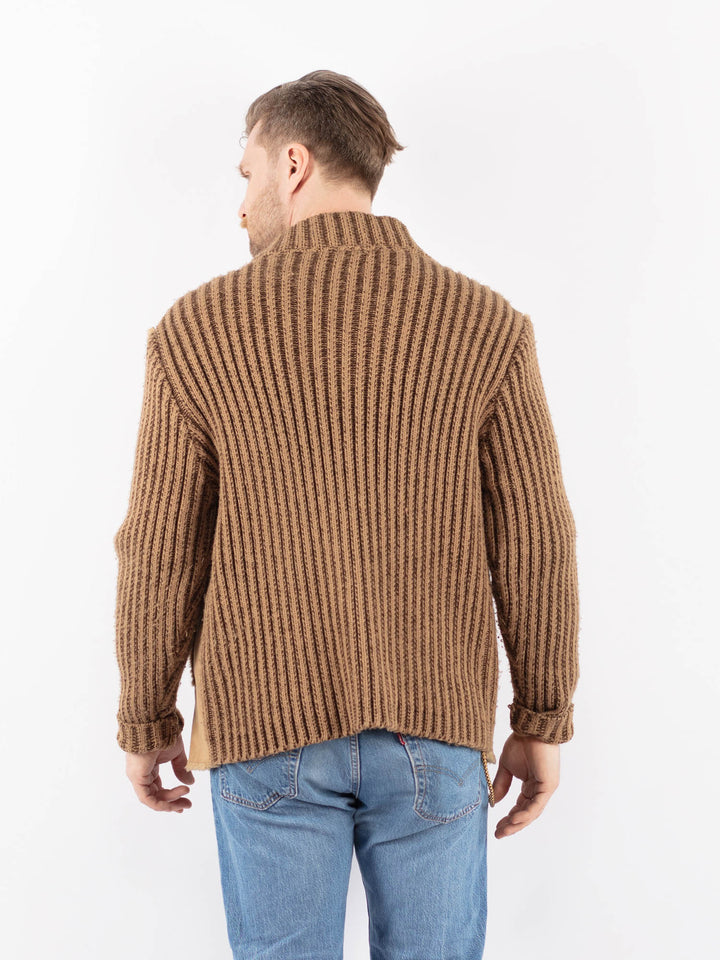 Vintage 90's Men Faux Sheepskin Jacket in BeigeZ1444