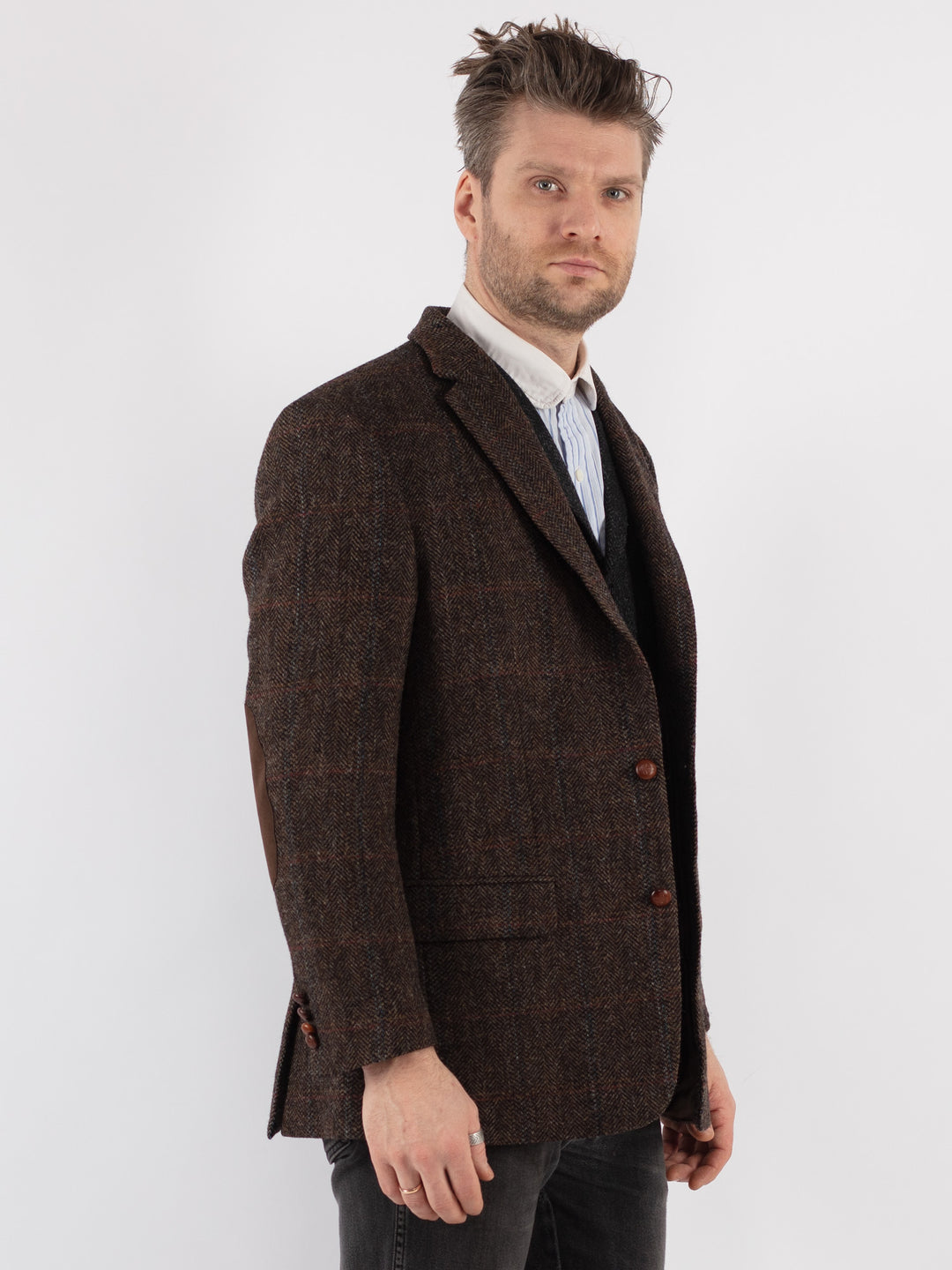 Vintage 90's Men Harris Tweed Jacket in Brown - NorthernGrip
