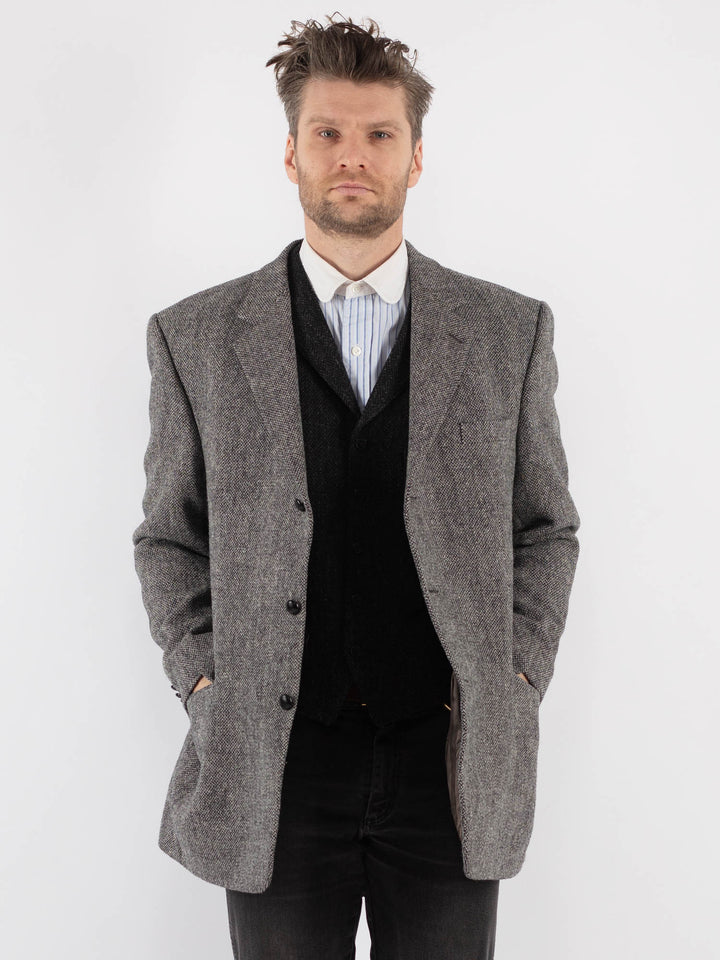 Vintage 90's Men Harris Tweed Jacket in Gray