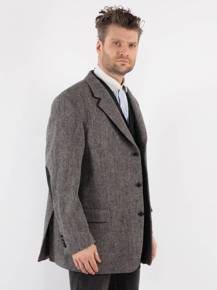 Vintage 90's Men Harris Tweed Jacket in Gray