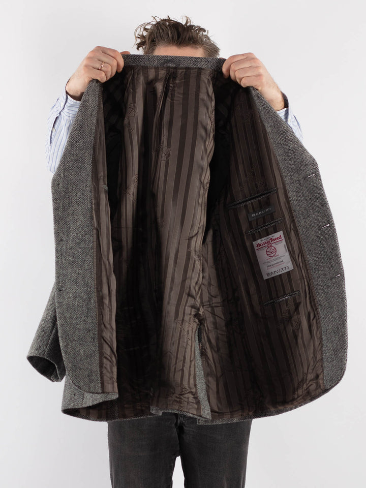 Vintage 90's Men Harris Tweed Jacket in Gray