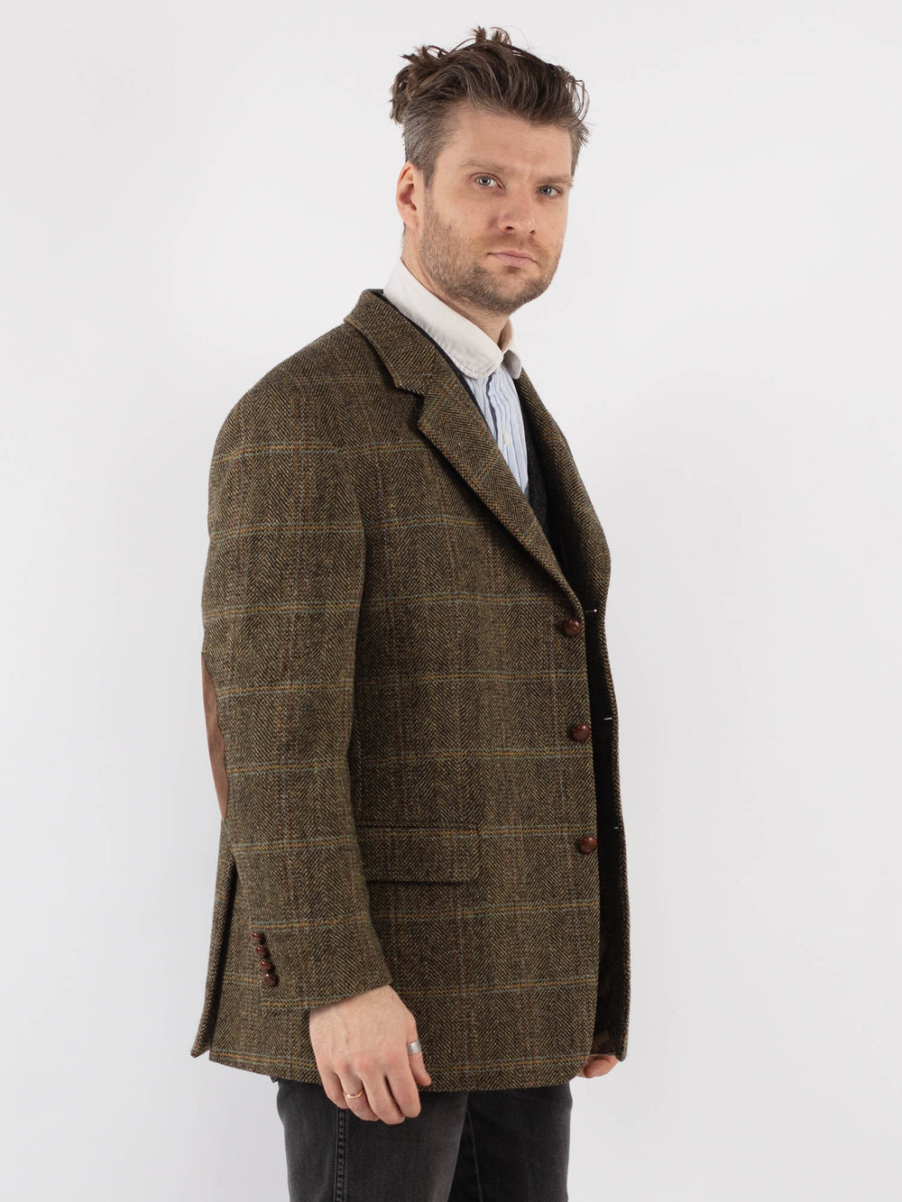 Vintage 90's Men Harris Tweed Jacket in Green - NorthernGrip