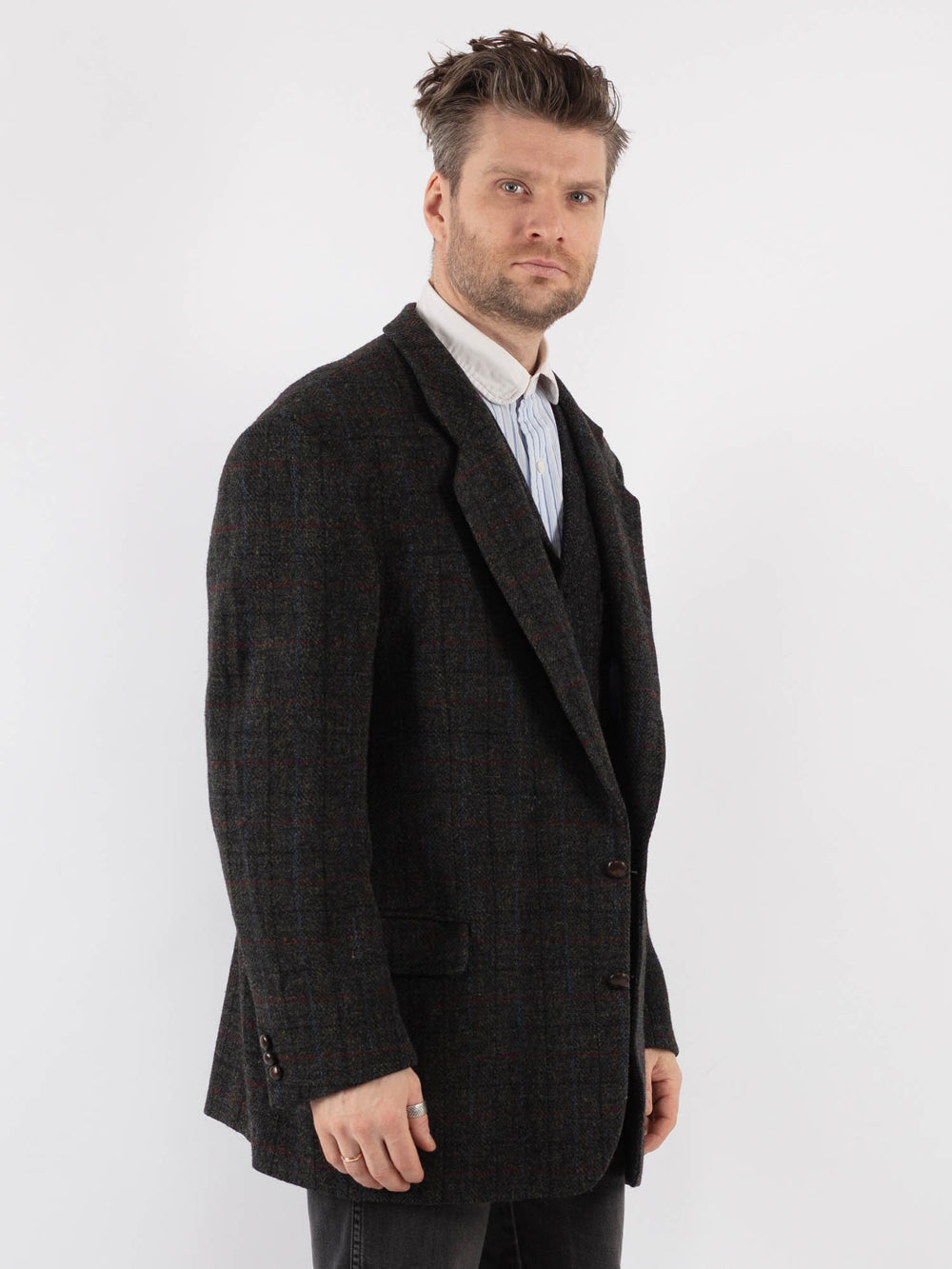Vintage 90's Men Harris Tweed Jacket in Gray - NorthernGrip