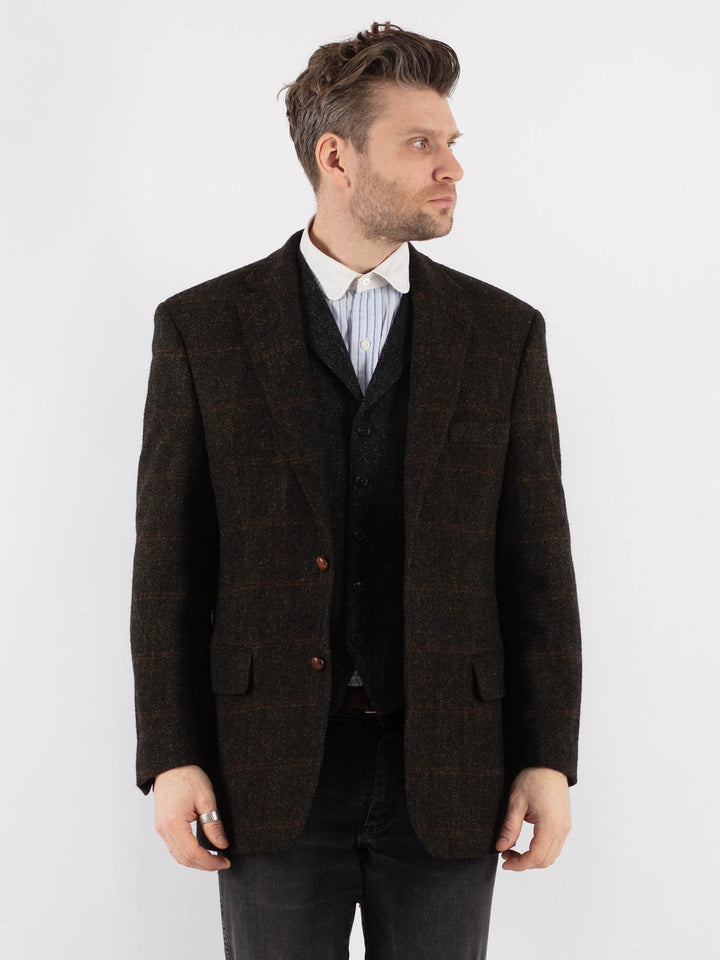 Vintage 90's Men Harris Tweed Jacket in Dark Green - NorthernGrip