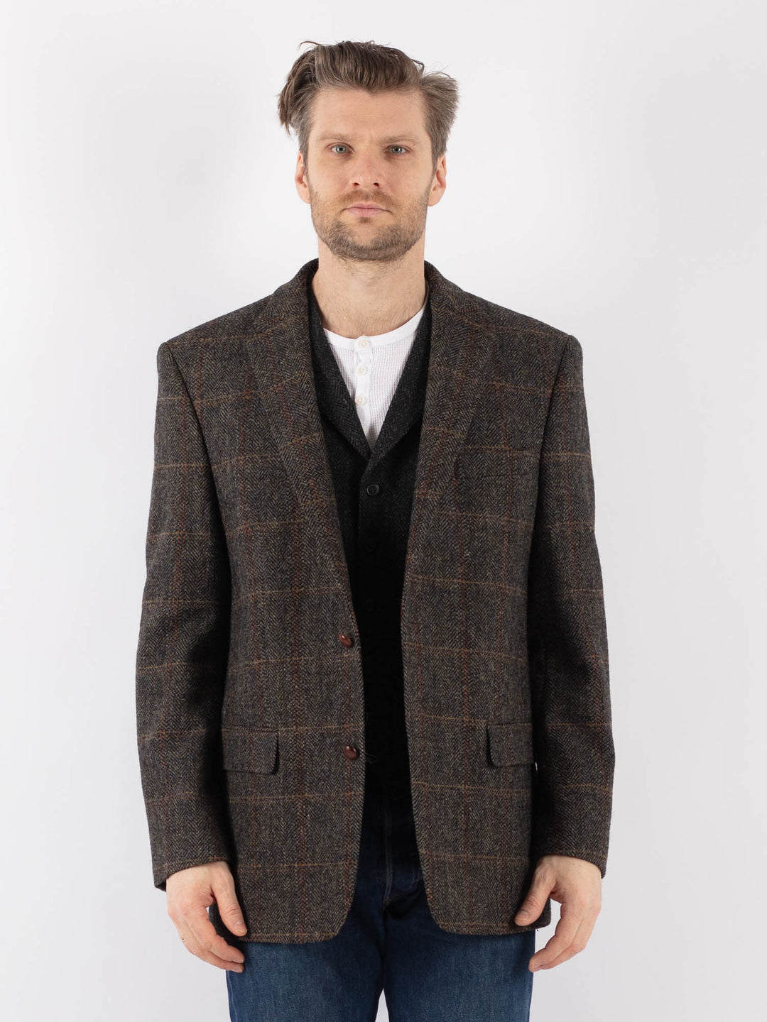 Vintage 90's Men Harris Tweed Jacket in BrownZ1203