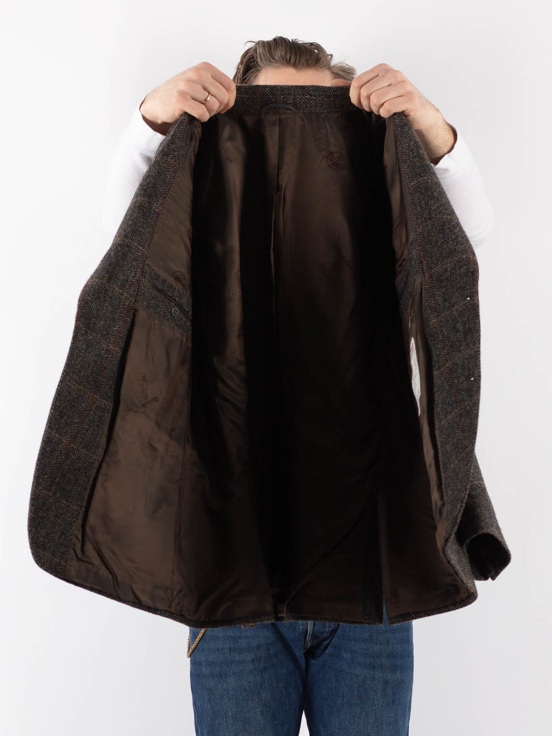 Vintage 90's Men Harris Tweed Jacket in BrownZ1203