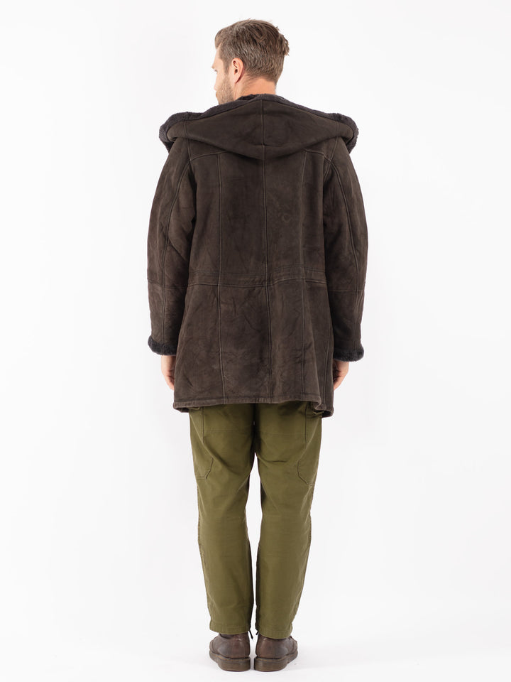 Vintage 90's Men Sheepskin Coat in Gray