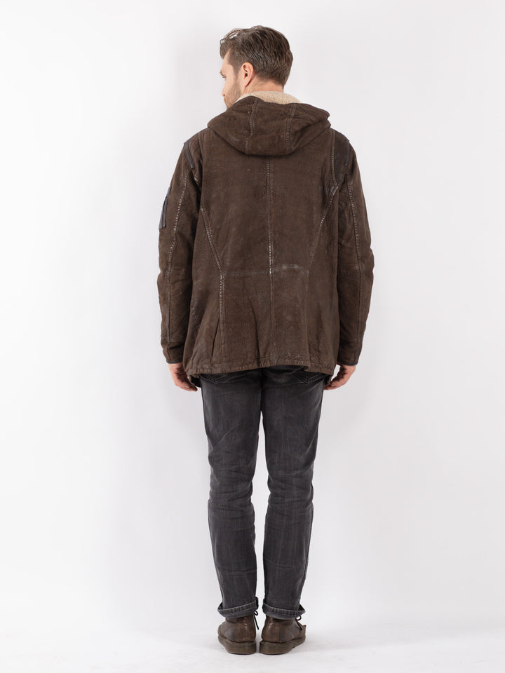 Vintage 90's Men Leather Jacket in Brown