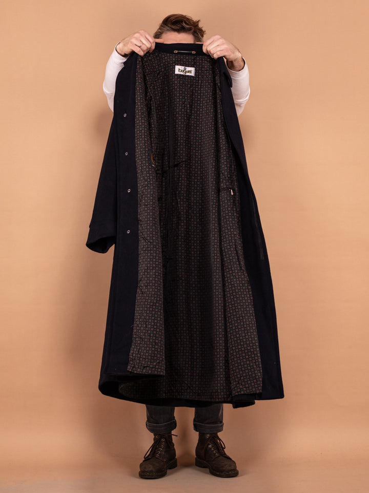 Vintage 90's Men Loden Wool Blend Coat in Blue - NorthernGrip