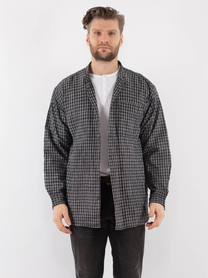 Vintage 90's Men Plaid Flannel Shirt in GrayZ975