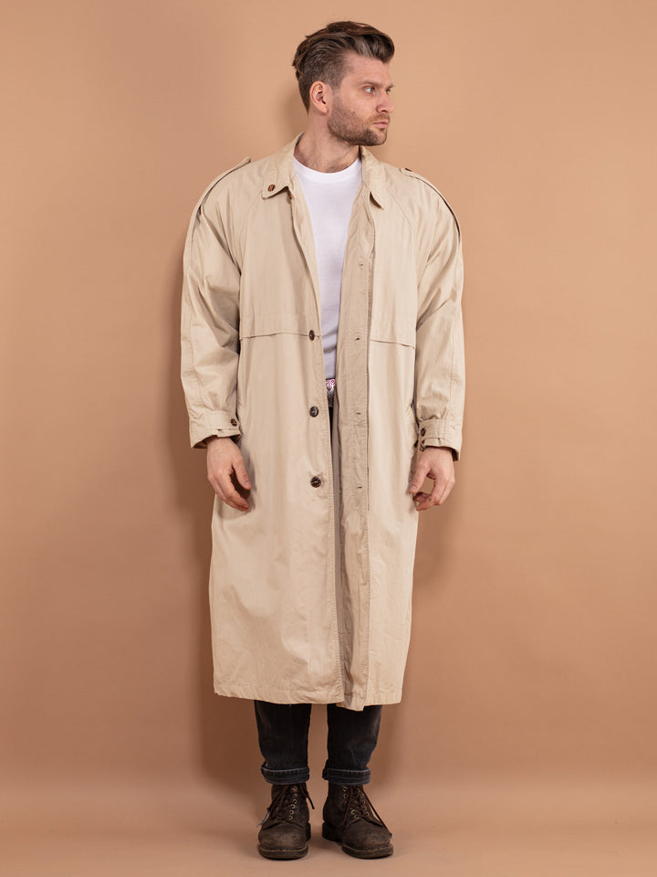 Vintage 90's Men Longline Mac Coat in Beige - NorthernGrip