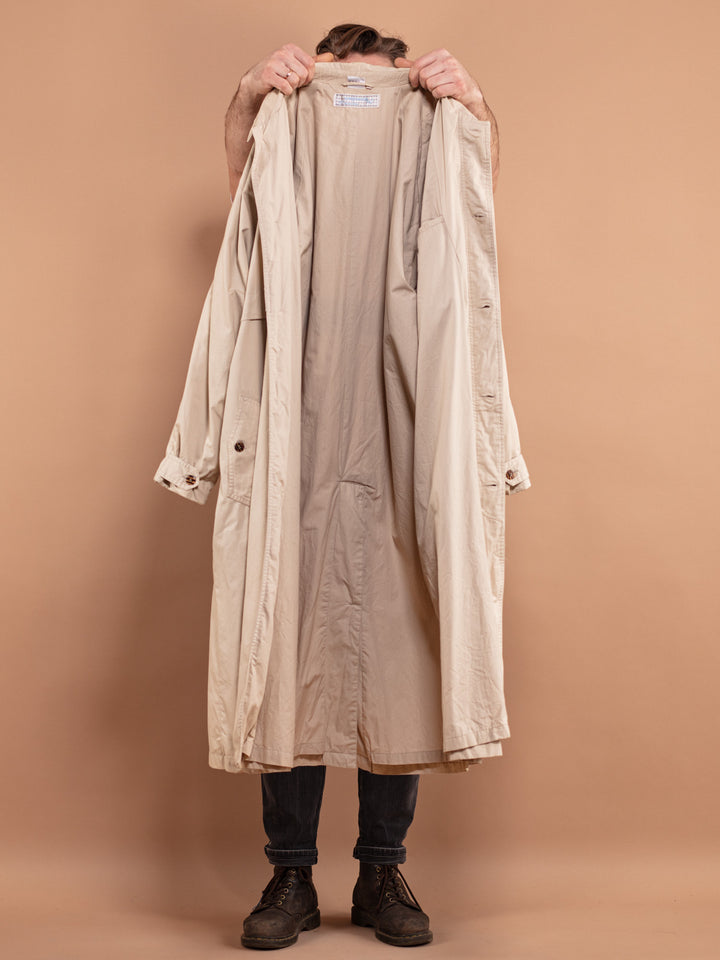 Vintage 90's Men Longline Mac Coat in Beige - NorthernGrip